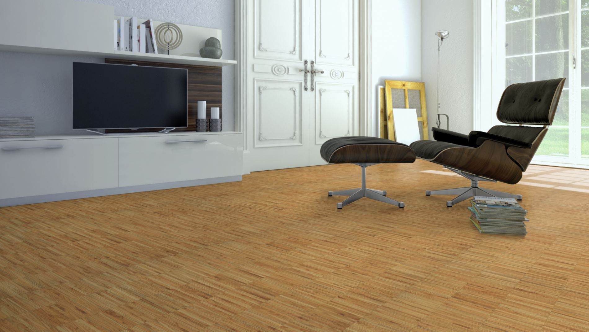 Roteiche Industrie Hochkantlamelle Beispielbild Wohnzimmer