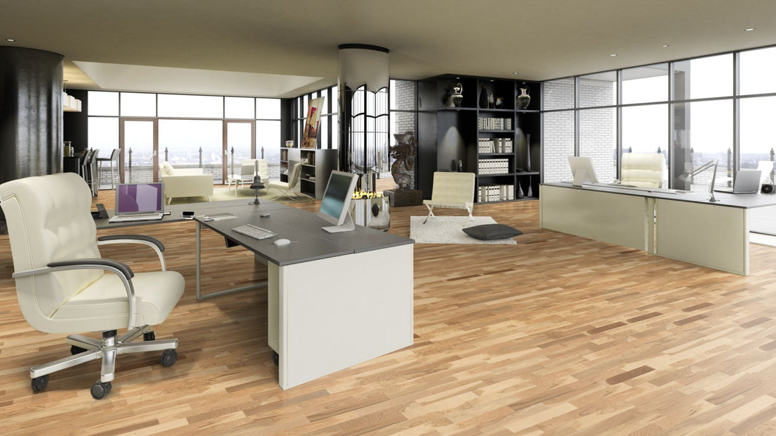 Eiche Rustikal lackiert (matt) 2-Schicht Fertigparkett Beispielbild Büro