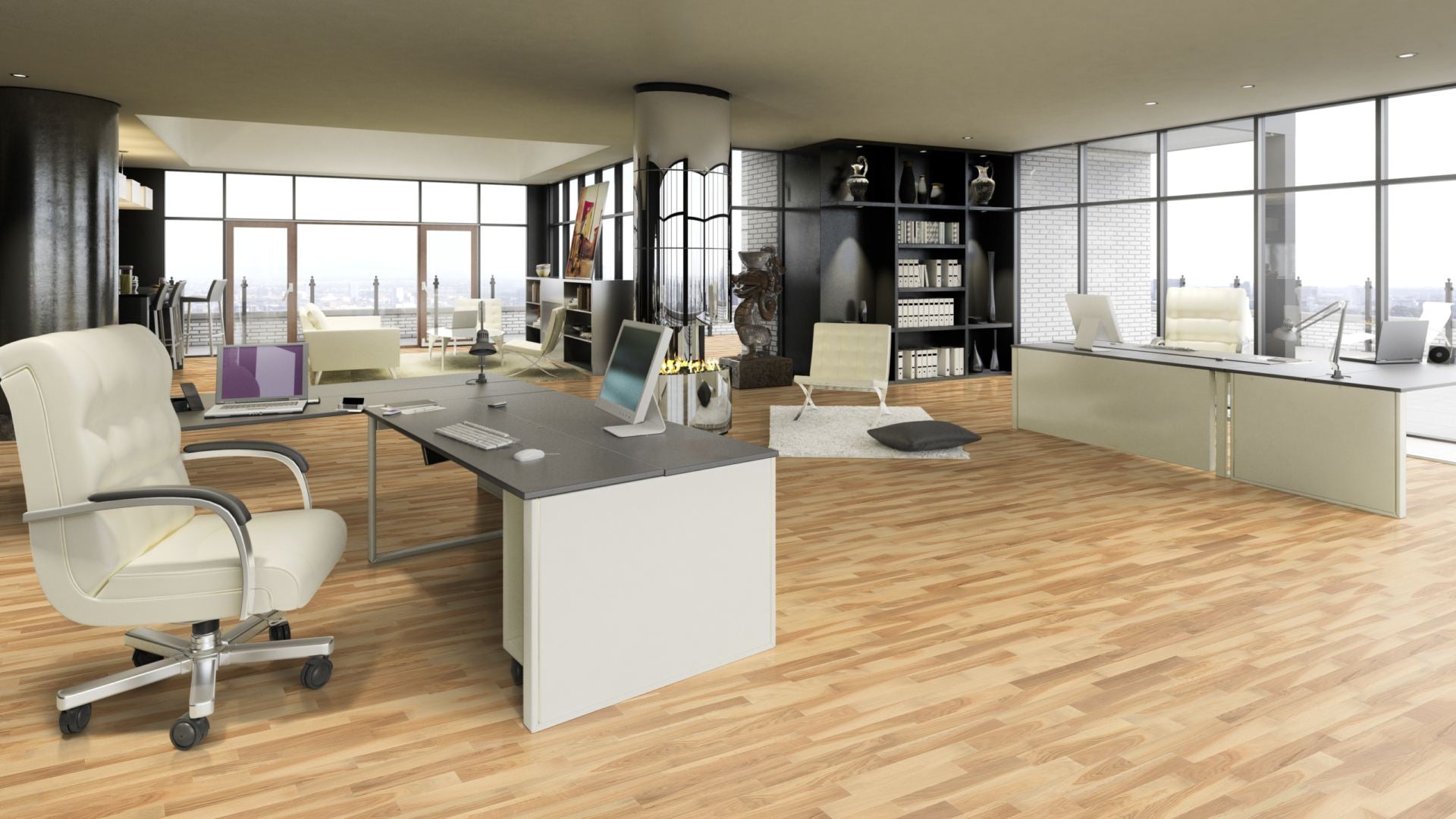 Eiche Rustikal geölt 2-Schicht Fertigparkett Beispielbild Büro
