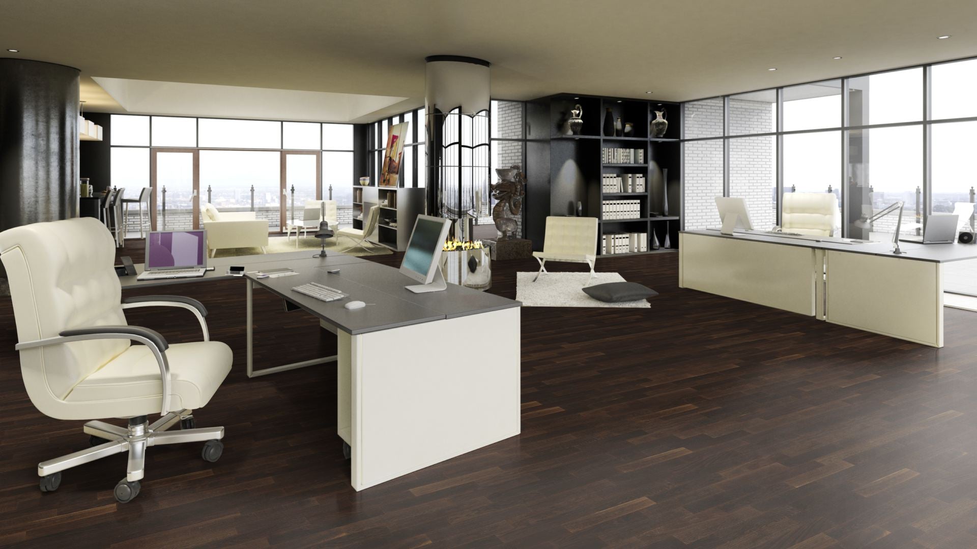 Räuchereiche Select/Nature lackiert (matt) 2-Schicht Fertigparkett Beispielbild Büro