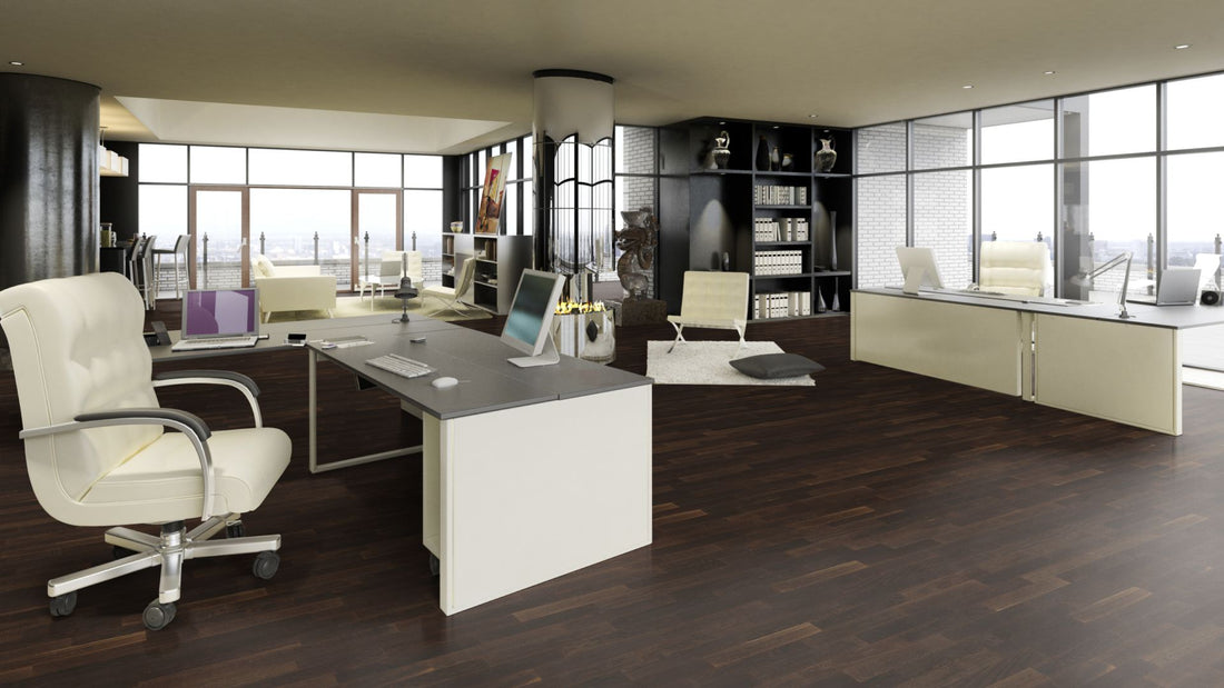 Räuchereiche Select/Nature lackiert (matt) 2-Schicht Fertigparkett Beispielbild Büro
