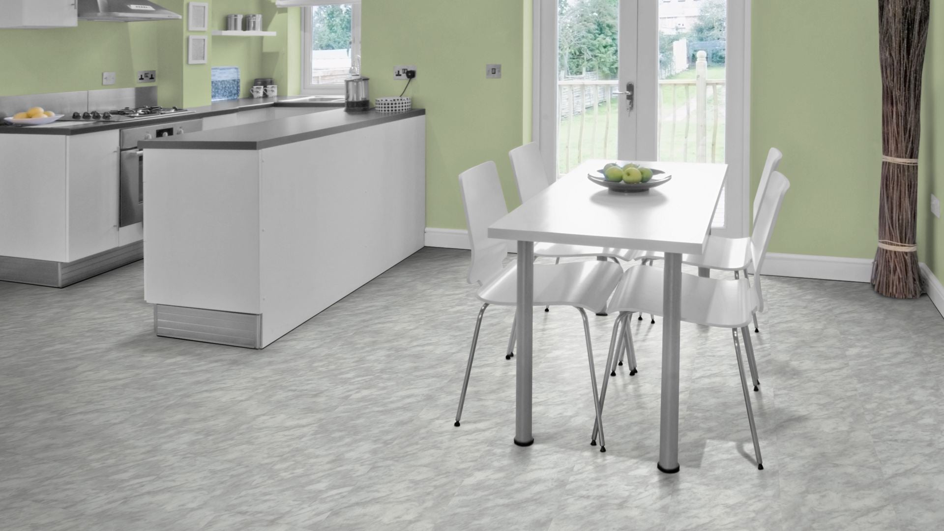 Poseidon Traffic Vinyl Designboden Click 5,0 × 305 × 610 mm – Beispielbild Küche