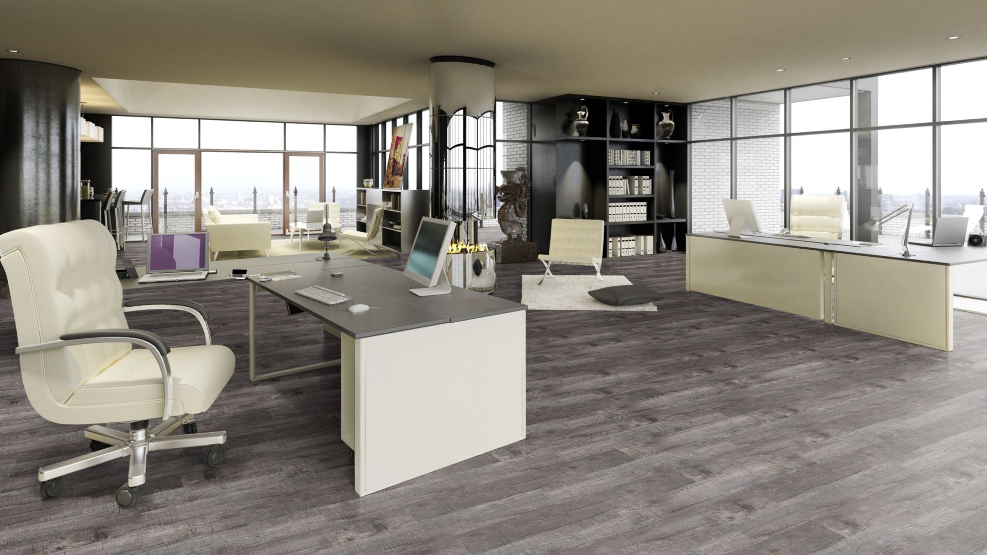 Thor Traffic Vinyl Designboden Klebeplanke 2,5 × 188 × 1228 mm – Beispielbild Büro
