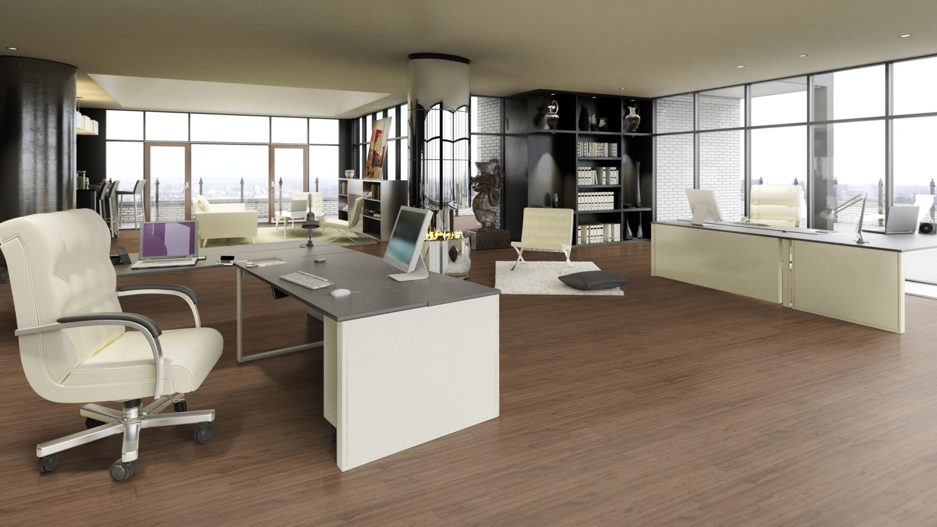 Vulcan Traffic Vinyl Designboden Klebeplanke 2,5 × 188 × 1228 mm – Beispielbild Büro
