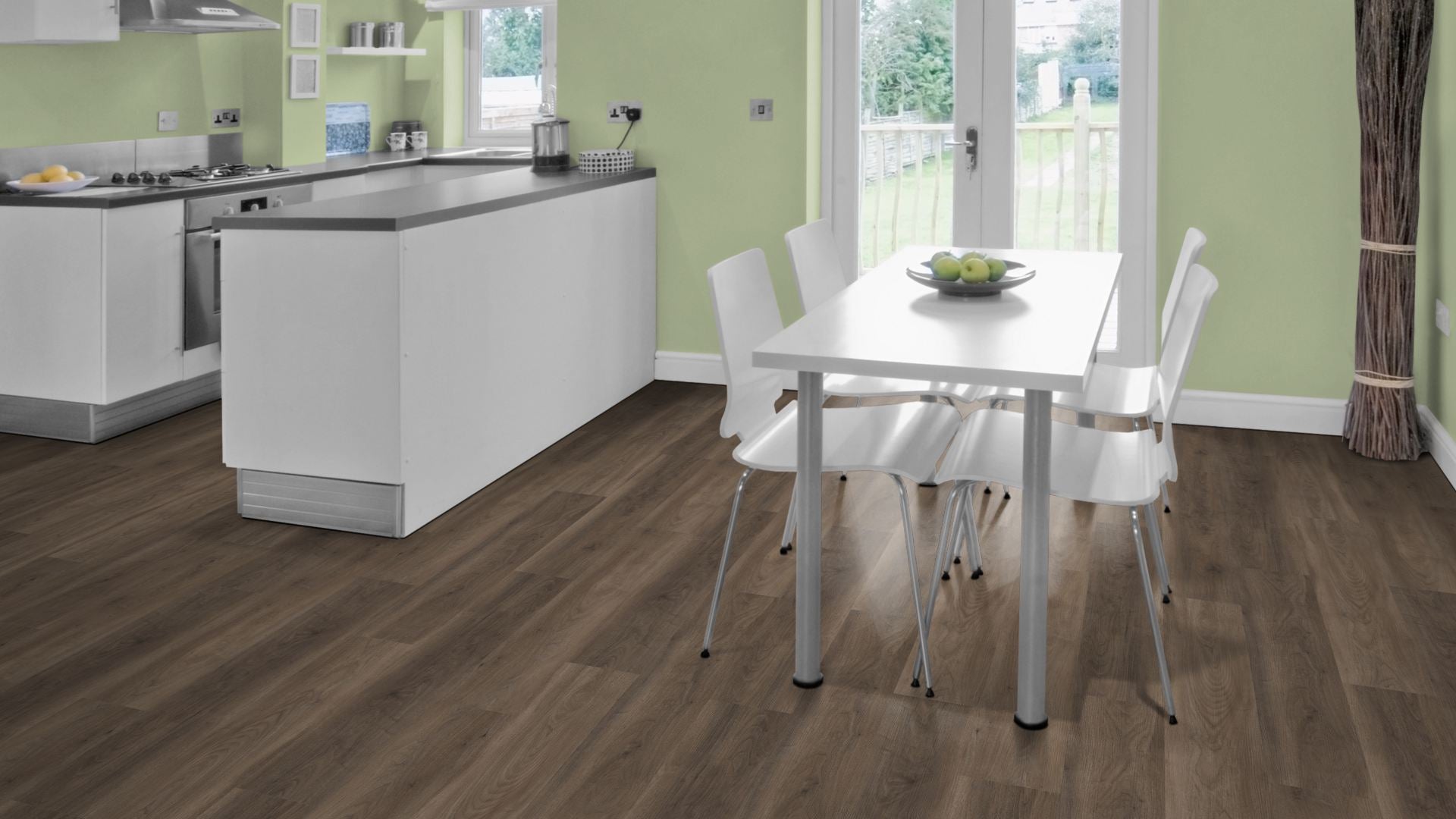 Merkur Traffic SPC Vinyl Designboden Click 6,5 × 183 × 1220 mm – Beispielbild Küche