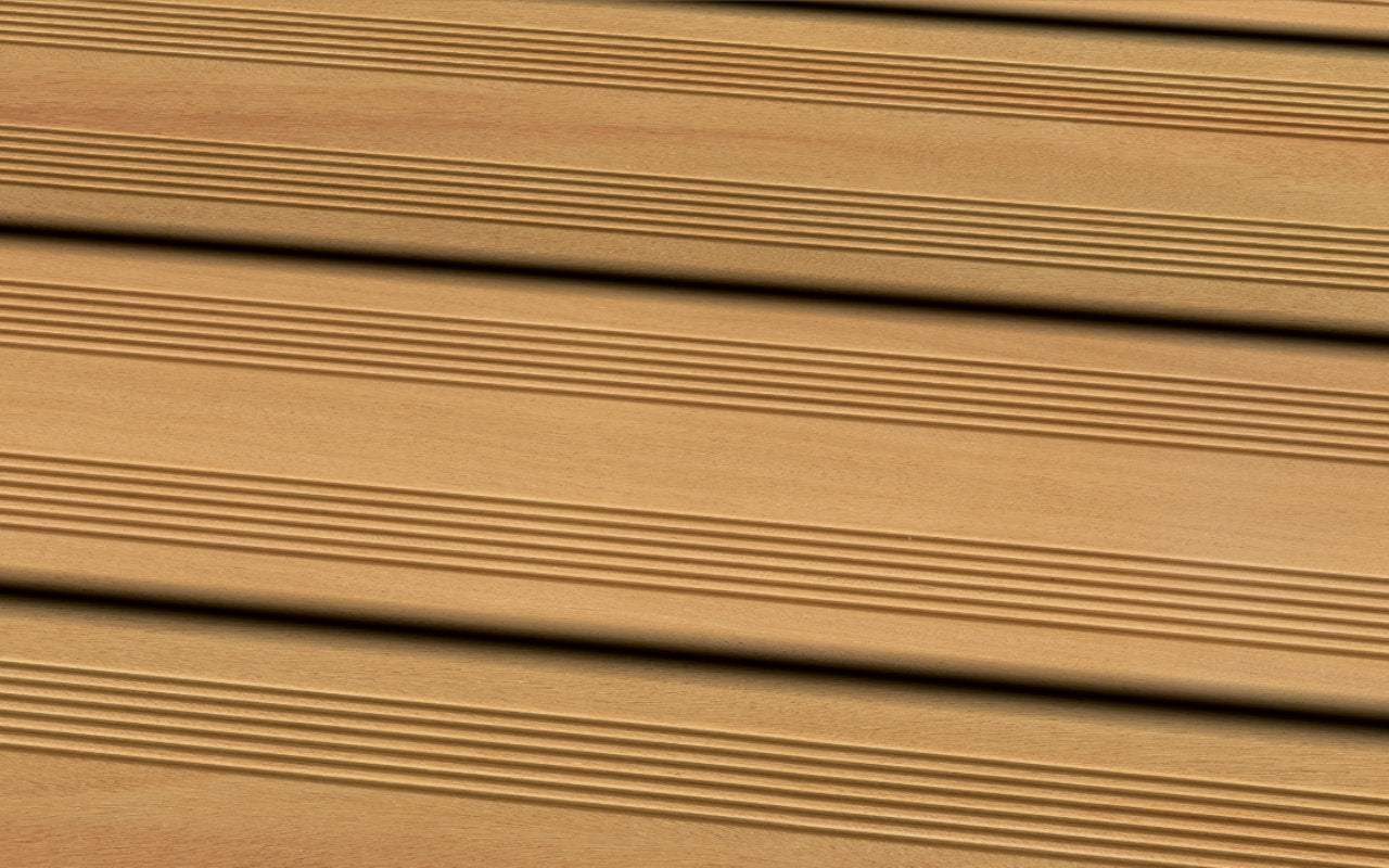 Garapa Prime KD französisch Systemdiele Terrassendiele 25 × 144 mm Nut & Feder Detailfoto