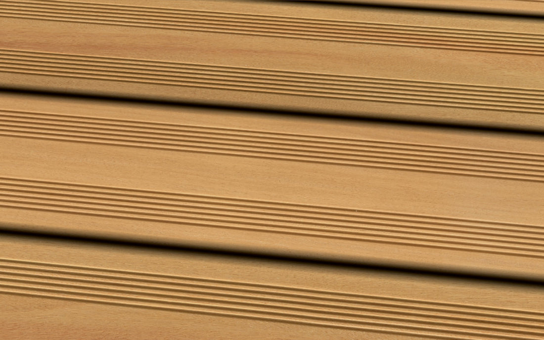 Garapa Prime KD französisch Systemdiele Terrassendiele 25 × 144 mm Nut & Feder Detailfoto