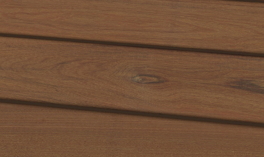 Wood decking boards with brown surface
