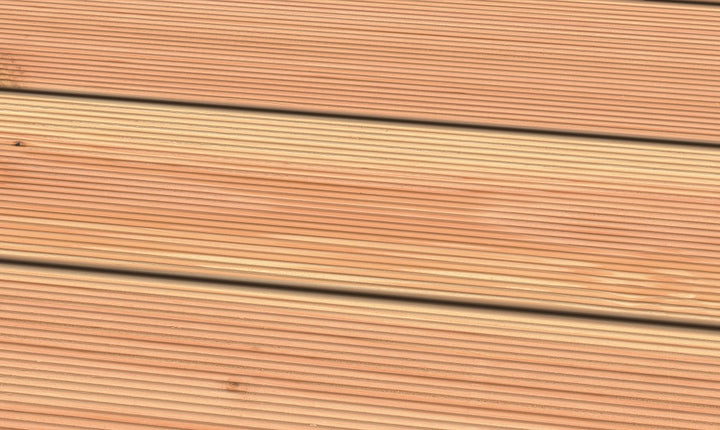 Douglasie I/III nachsortiert KD gerillt Terrassendiele 26 x 145 mm Fixlängen Produktfoto