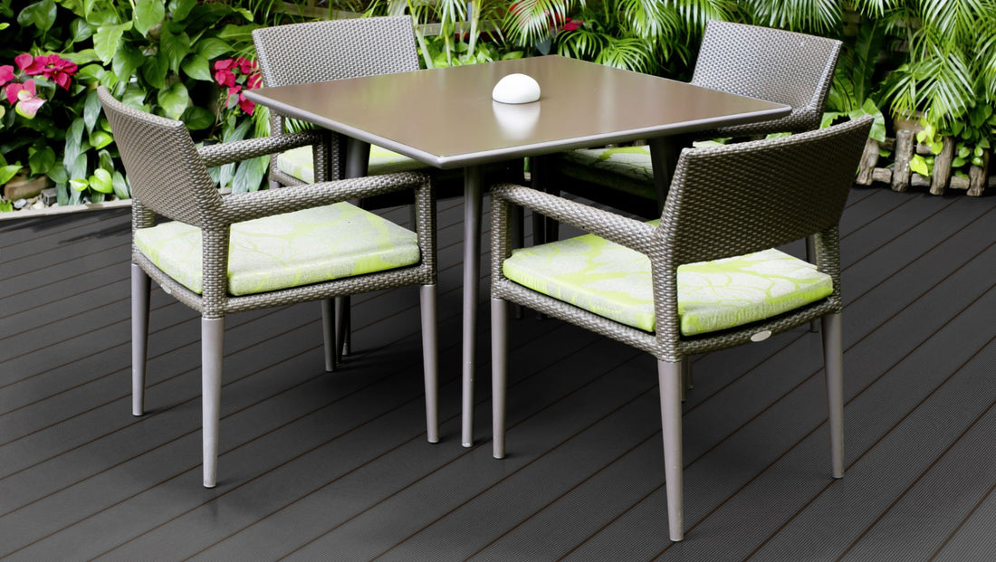 WPC 22 × 143 mm SOLID dunkelgrau gerillt Terrassendiele (massiv) Fixlängen Beispielbild Garten