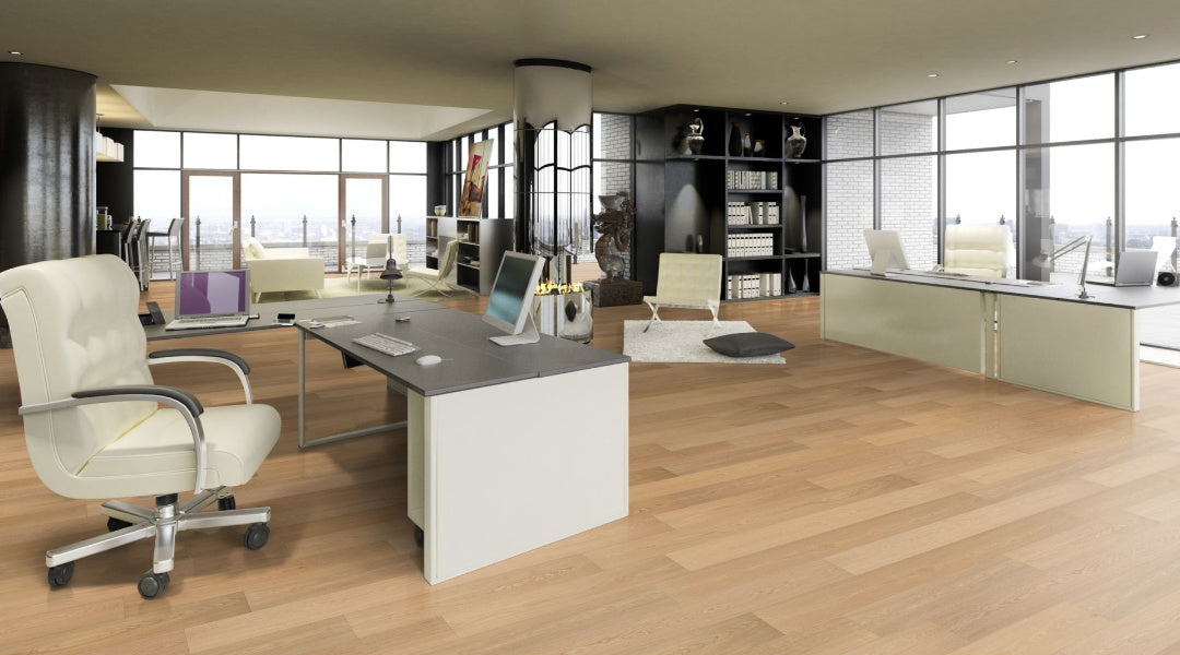 Eiche Select/Natur gebürstet & farblos geölt 3-Schicht Landhausdiele Click Beispielbild Büro