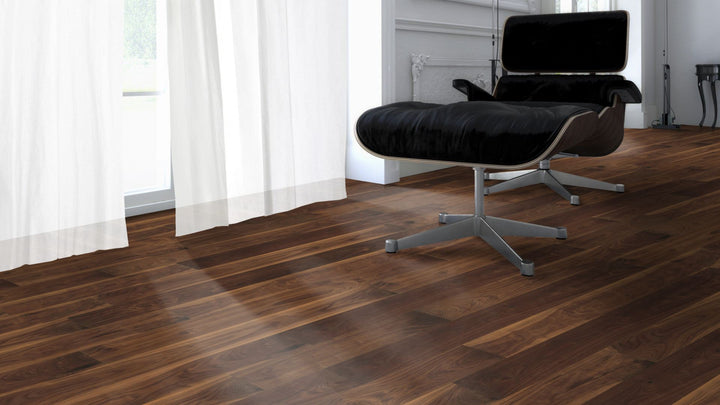 Parquet contrecollé 3 plis noyer américain Project, huilé, système clic, 15×190×1900 mm