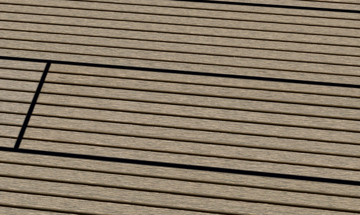 WPC 22 × 143 mm SOLID kieselgrau genutet Terrassendiele (massiv) Fixlängen