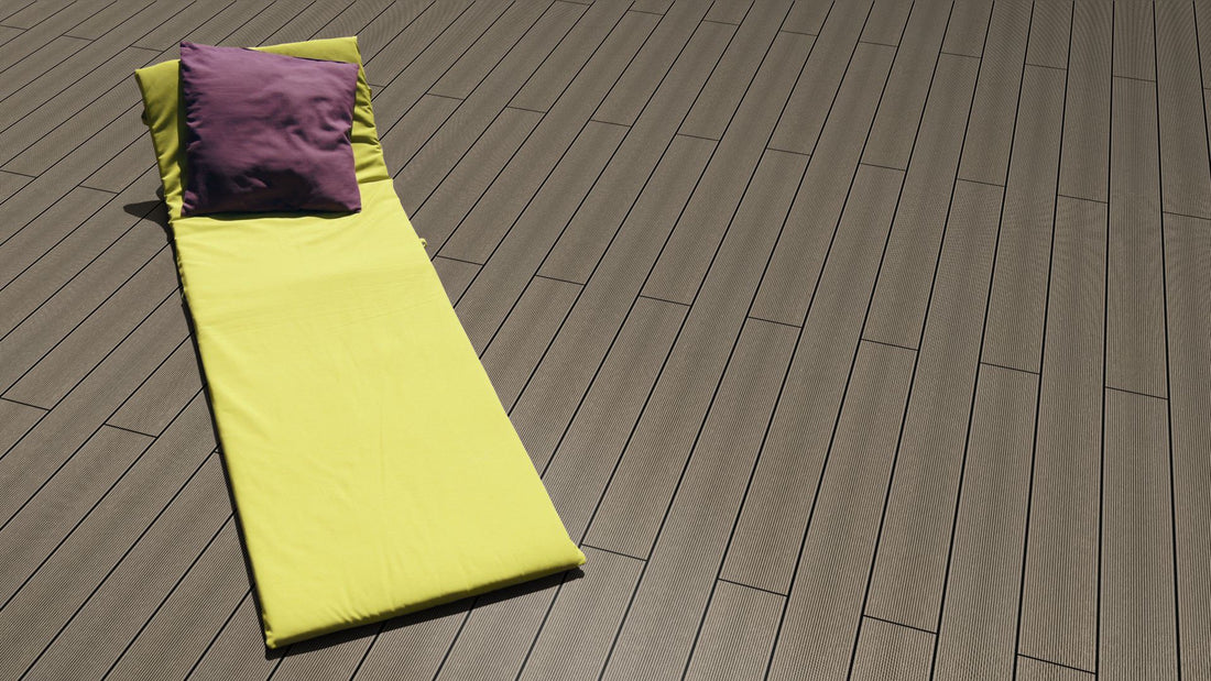 WPC 22 × 143 mm SOLID kieselgrau gerillt Terrassendiele (massiv) Fixlängen