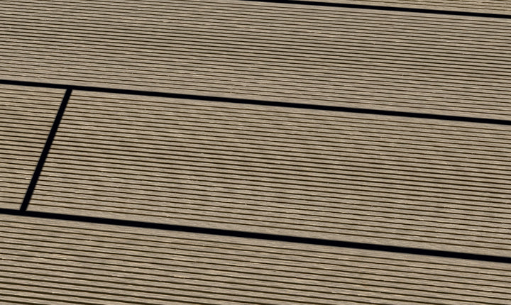 WPC 22 × 143 mm SOLID kieselgrau gerillt Terrassendiele (massiv) Fixlängen