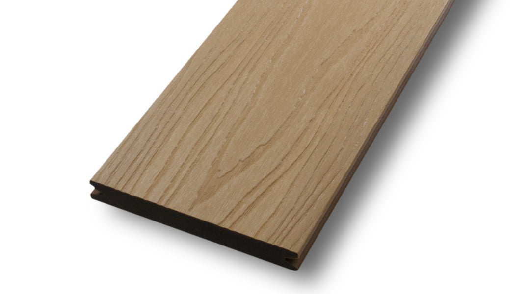 WPC 20 × 143 mm SOLID - CoEx Caramelbraun Oberfläche: Struktur Terrassendiele (massiv) Fixlängen Produktfoto Honigbraun