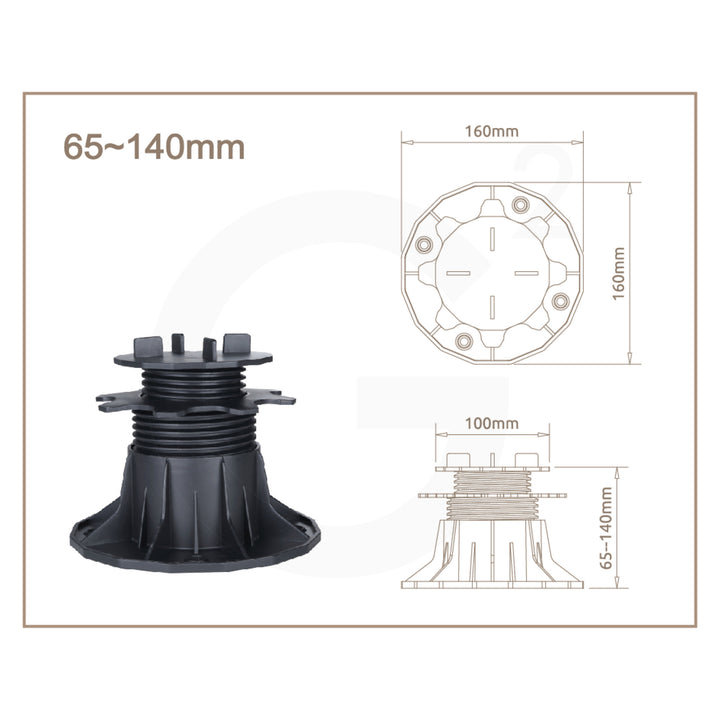 PROFI Terrassenlager für Terrassenplatten verstellbar 65-140mm Technische Zeichnung