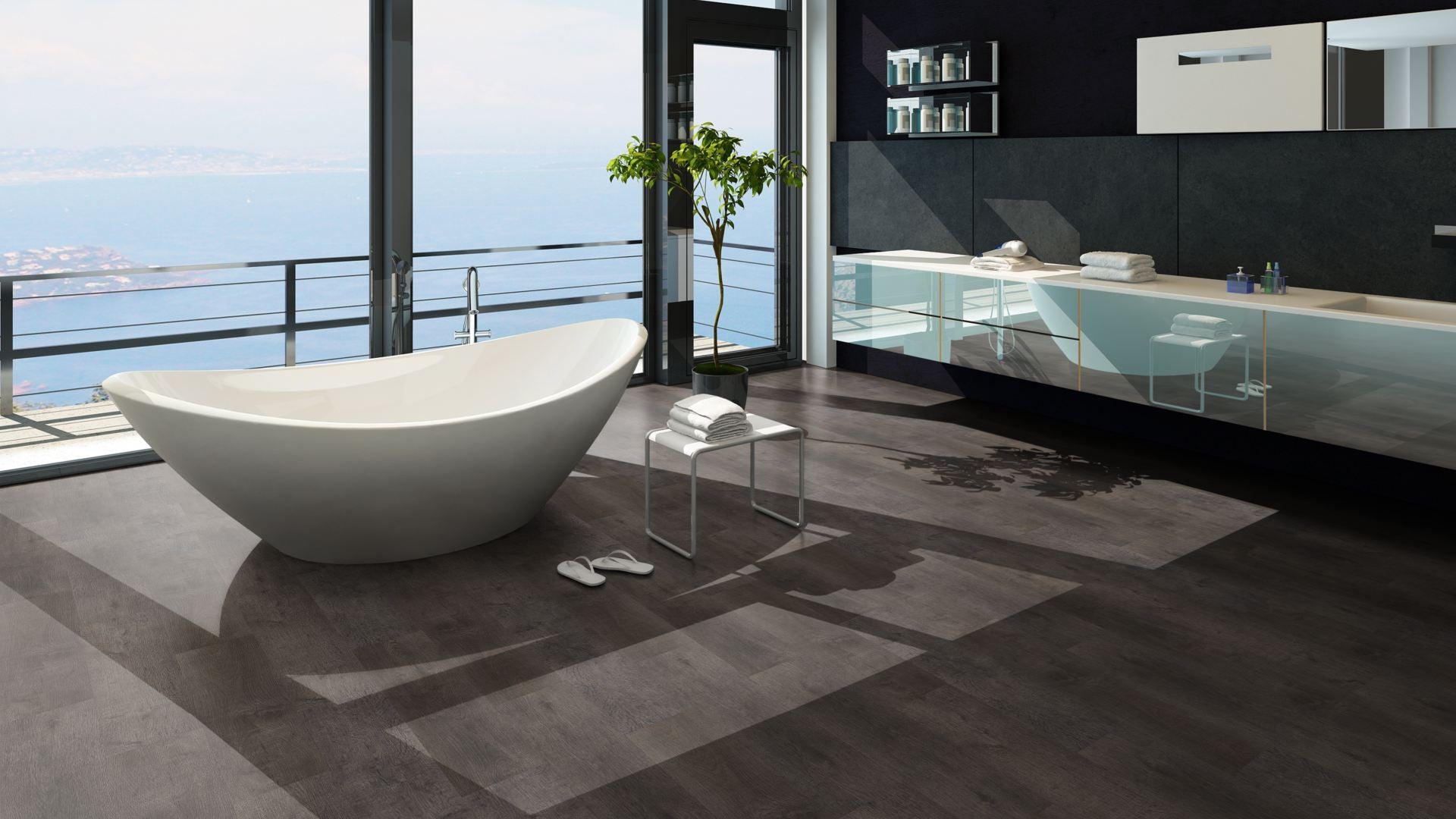 Gaia Traffic Vinyl Designboden Klebeplanke Beispielbild Badezimmer