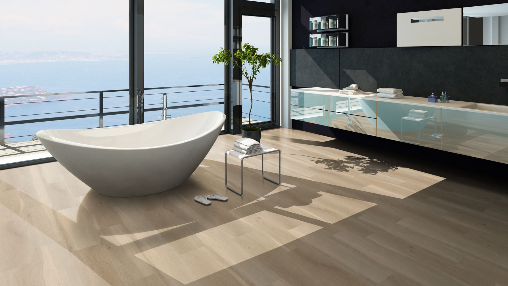 Janus Traffic Vinyl Designboden Klebeplanke Beispielbild Badezimmer