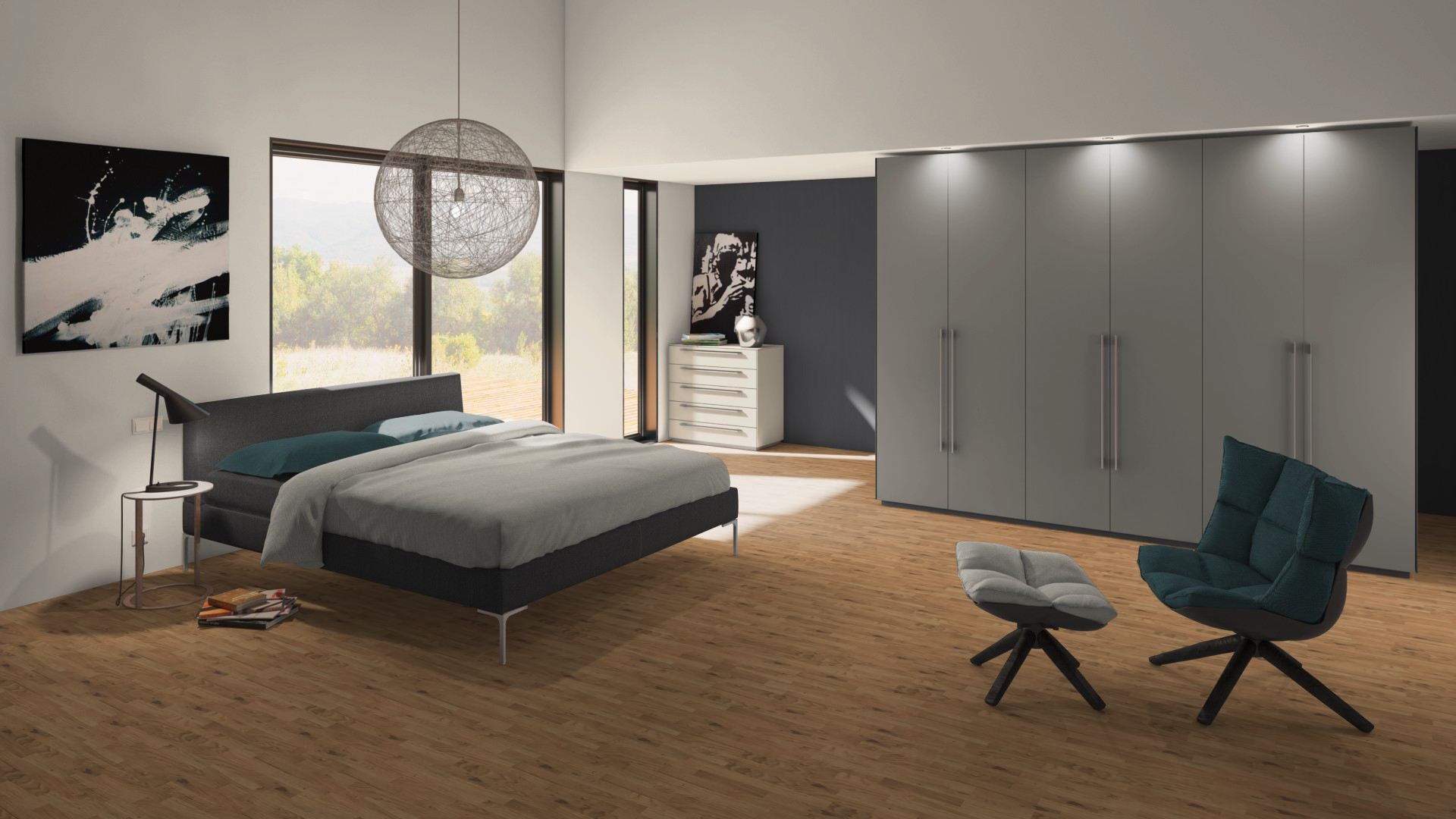 Eiche Lamparkett Rustikal/Gestreift Beispielbild Schlafzimmer