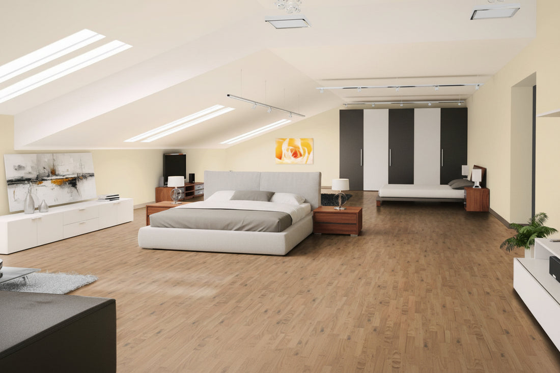 Eiche Lamparkett Rustikal/Gestreift Beispielbild Schlafzimmer Dachgeschoss