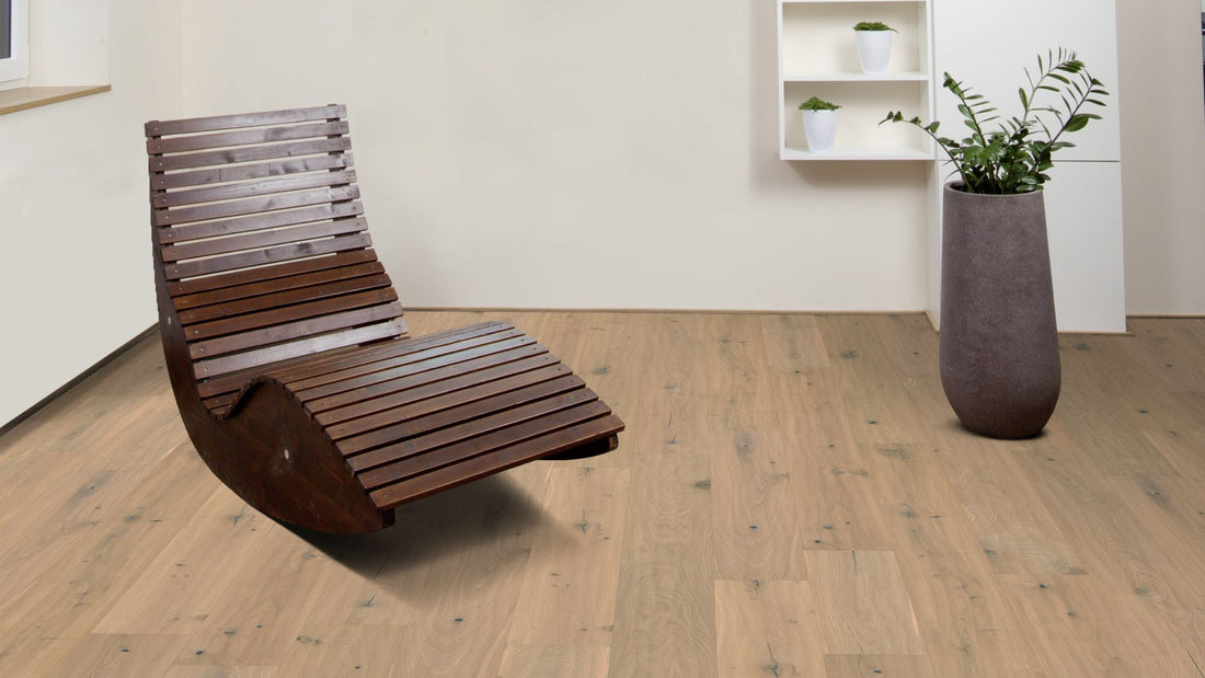 Parquet contrecollé 3 plis à clipser chêne Louvre raboté main & huile invisible 14×190×1900 mm