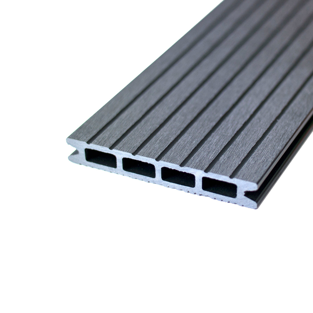 WPC 22 × 146 mm HOLO 4 hellgrau genutet Terrassendiele (4 Kammern) Fixlängen