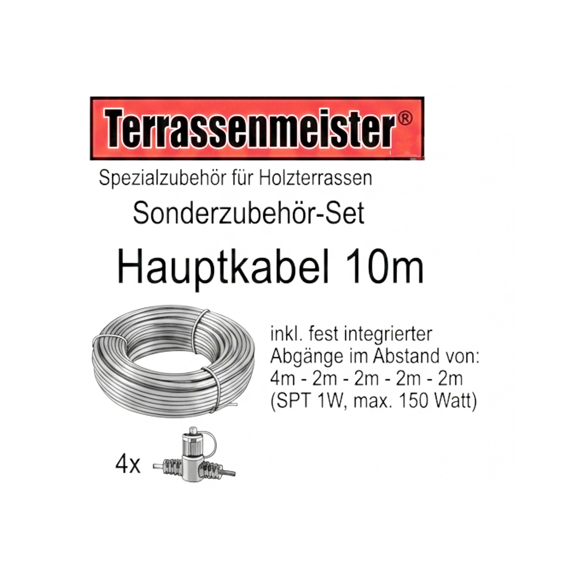 Hauptkabel 10 m mit 4 Abgängen für LED Lichtsystem – Restposten