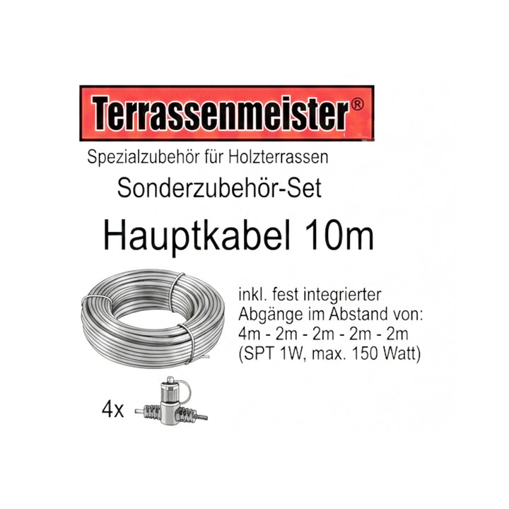 Hauptkabel 10 m mit 4 Abgängen für LED Lichtsystem – Restposten