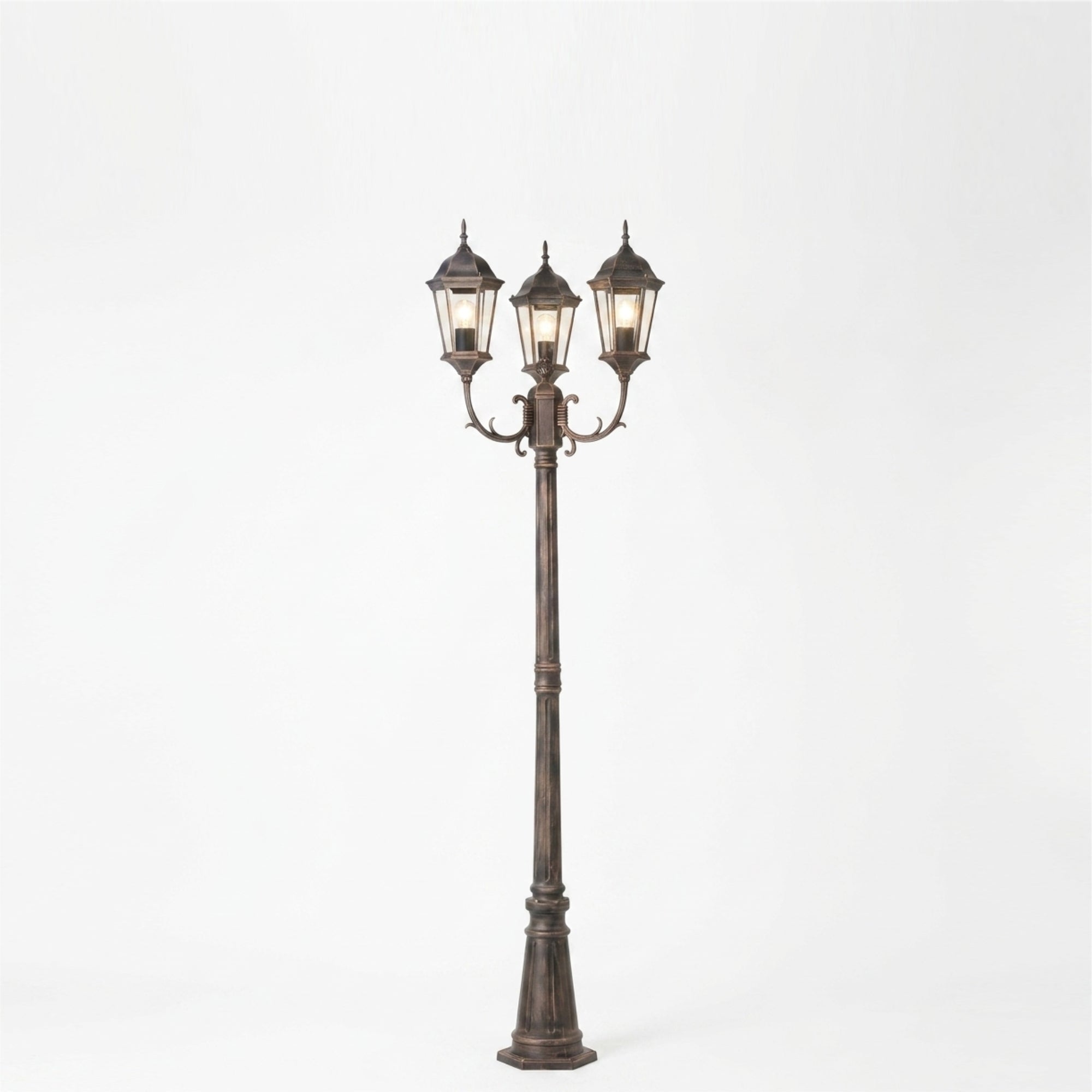 Réverbère extérieur Spiekeroog 225 cm 3 lampes bronze – Fin de série
