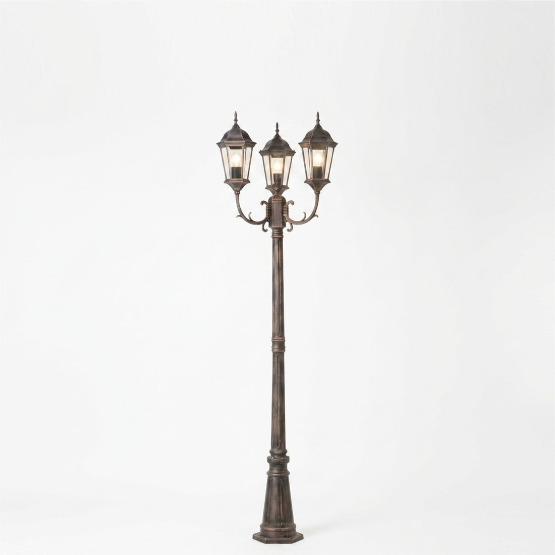 Réverbère extérieur Spiekeroog 225 cm 3 lampes bronze – Fin de série