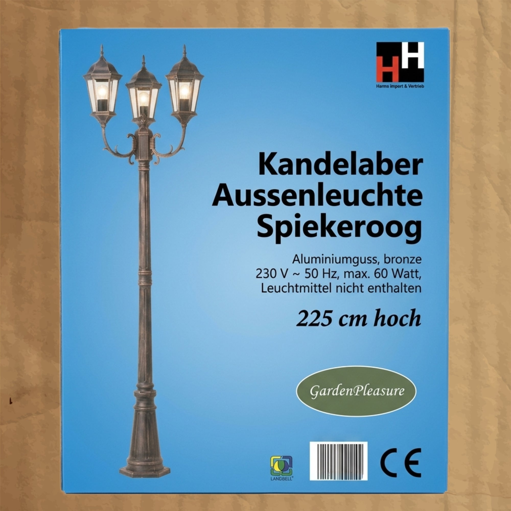 Réverbère extérieur Spiekeroog 225 cm 3 lampes bronze – Fin de série